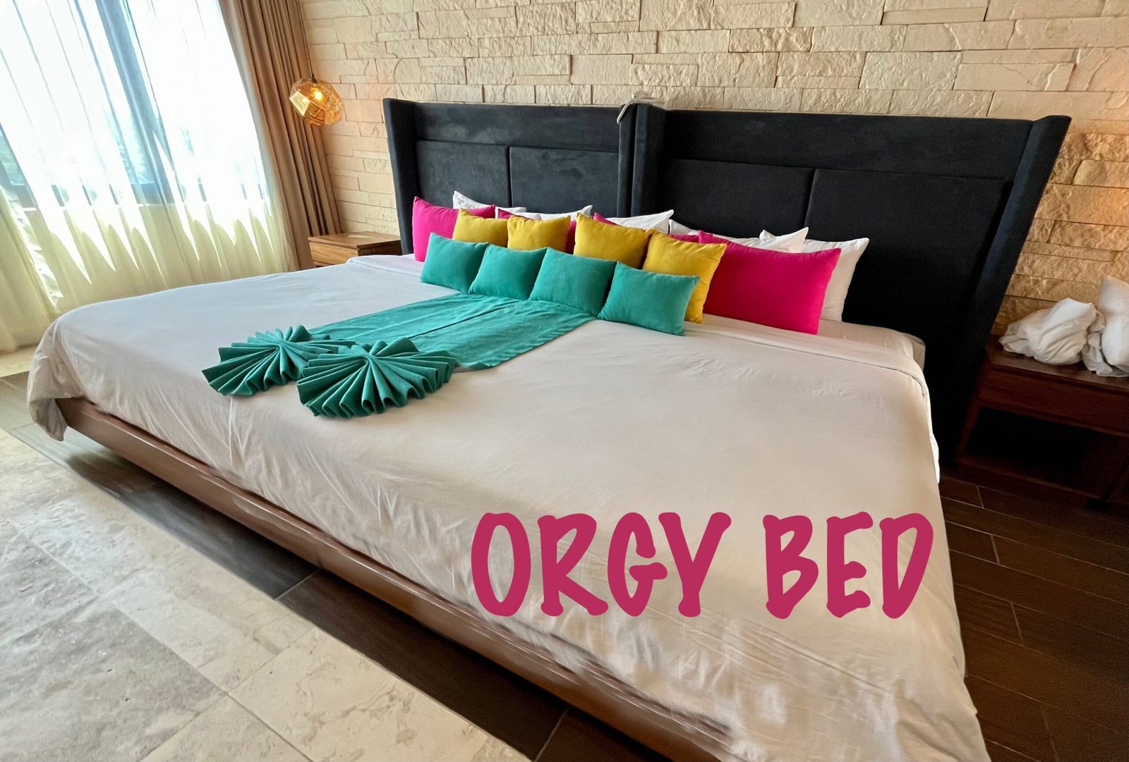 Oversized king bed suite